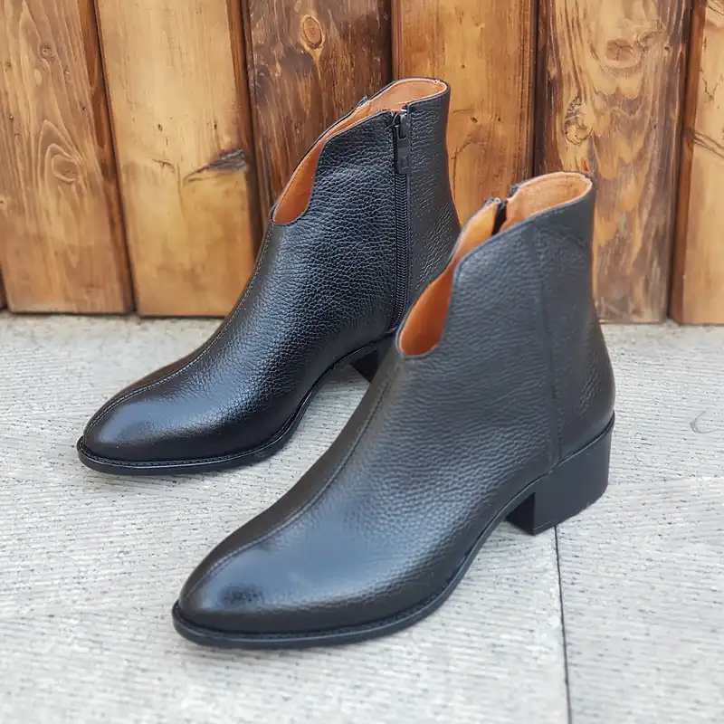 نیم بوت زنانه مدل چرم طبیعی کد 0058 رنگ مشکی