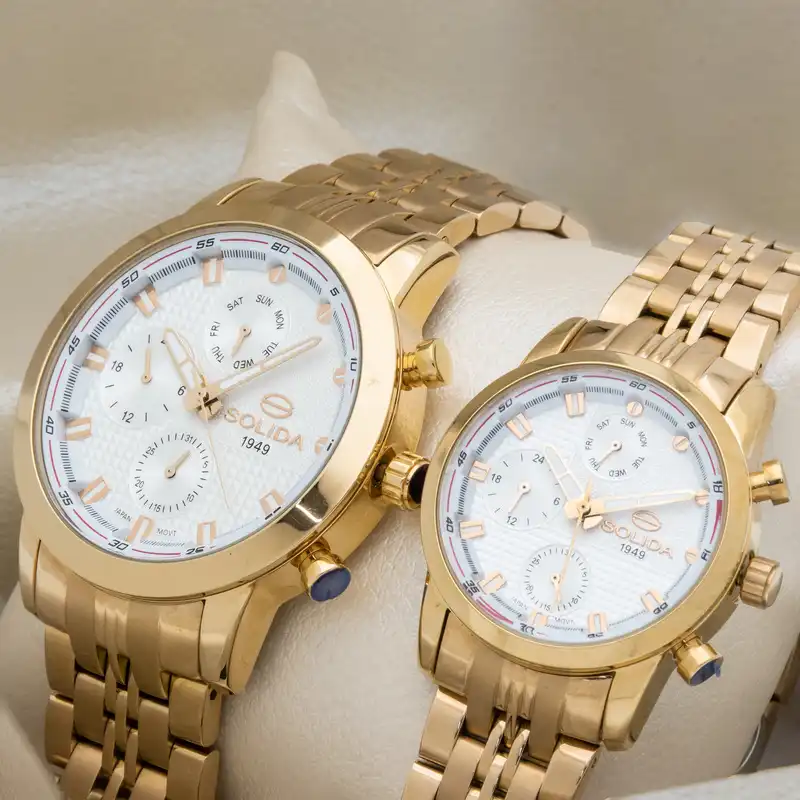 ست ساعت مچی عقربه ای زنانه و مردانه سولیدا مدل S3117G S3117L