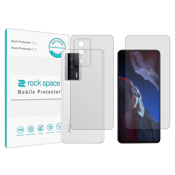 محافظ صفحه نمایش شفاف راک اسپیس مدل HyGEL مناسب برای گوشی موبایل شیائومی Poco F5 Pro به همراه محافظ پشت 