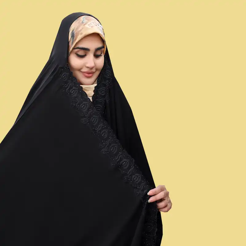 چادر عبایی مدل گل رزباجلو