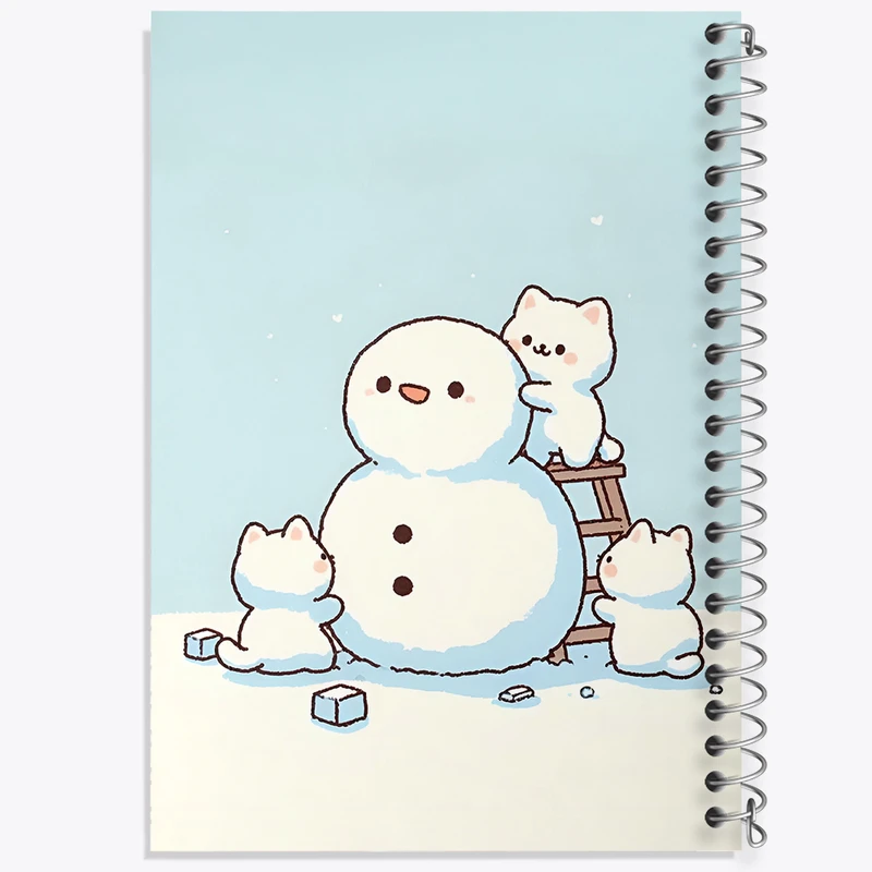 دفتر مشق 50 برگ خندالو طرح گربه و آدم برفی کد N5085