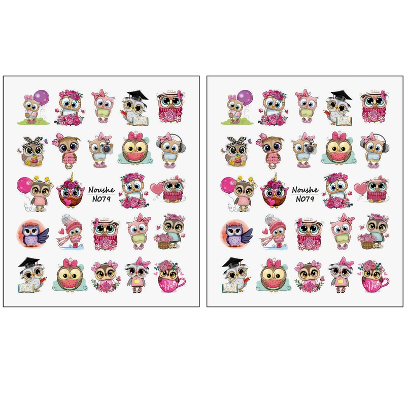 برچسب لنز ناخن مدل جغد کد N079 مجموعه 2 عددی