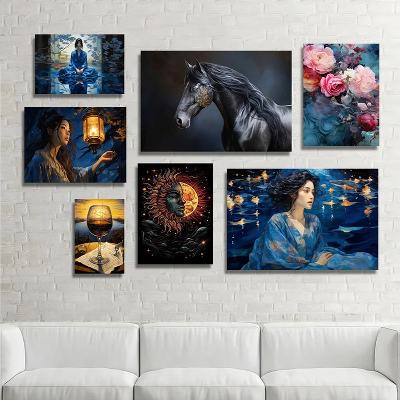 تابلو شاسی بکلیت طرح اسب و نقاشی چهره  مدل SH-1145  مجموعه 7 عددی