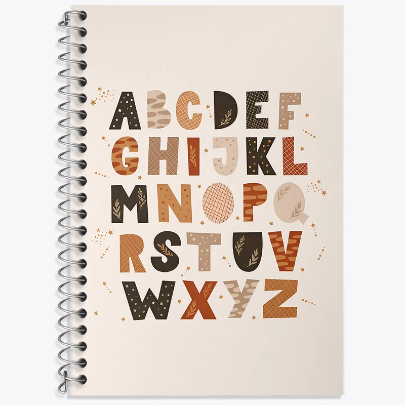 دفتر زبان 50 برگ خندالو مدل سه خط طرح حروف انگلیسی کد F6143