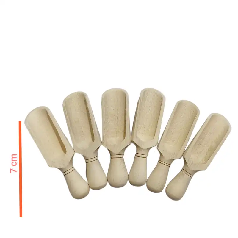 قاشق ادویه چوبی مدل سرتاس کد s 201 مجموعه 6 عددی