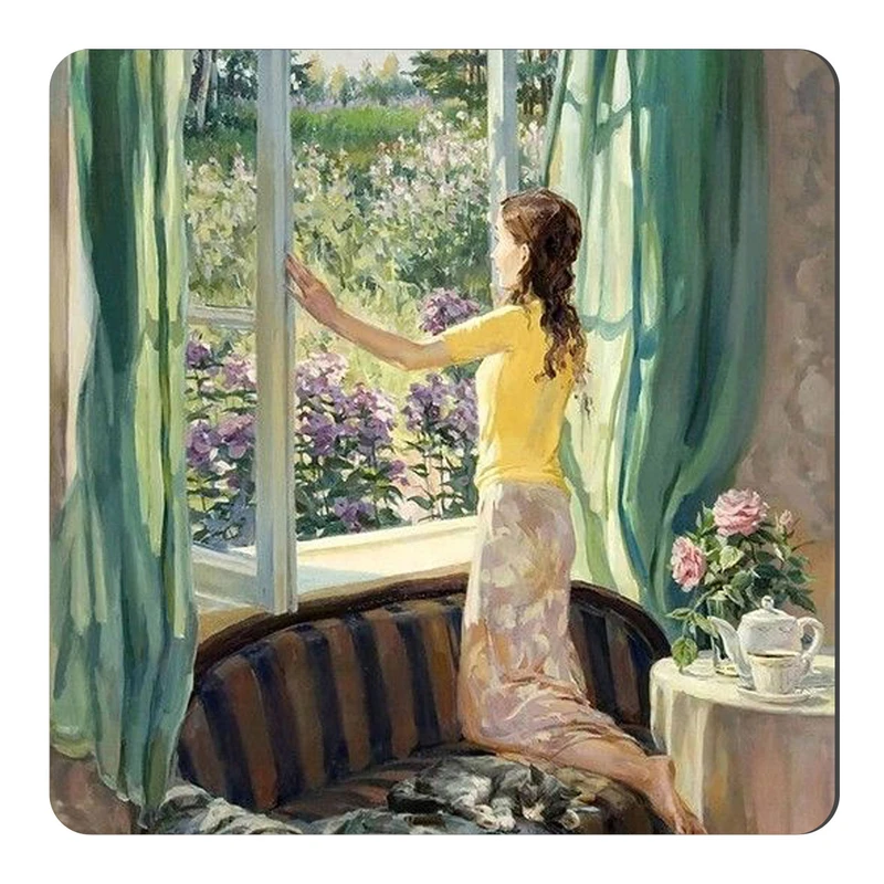 	 مگنت طرح دختر و پنجره رو به باغ کد NIM2186