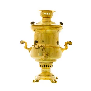 سماور ذغالی برنجی مدل استوانه ای کد 4173