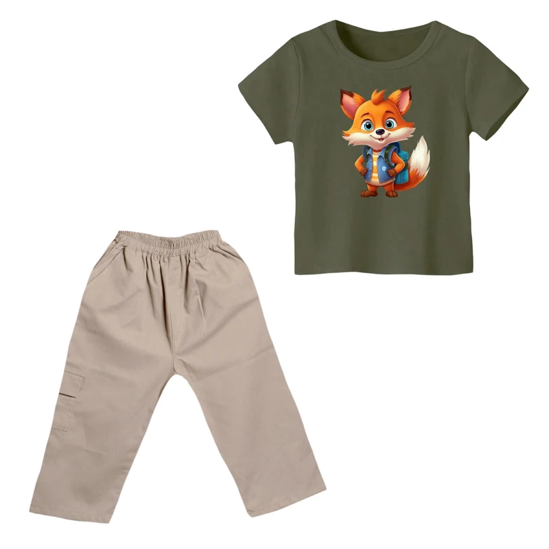 ست تی شرت و شلوارک پسرانه مدل روباه کد 8