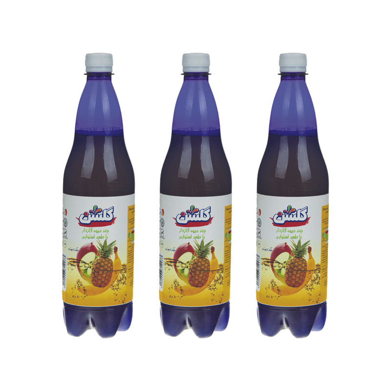 نوشیدنی مخلوط میوه گازدار با طعم استوایی گلشن - 1 لیتر بسته 3 عددی