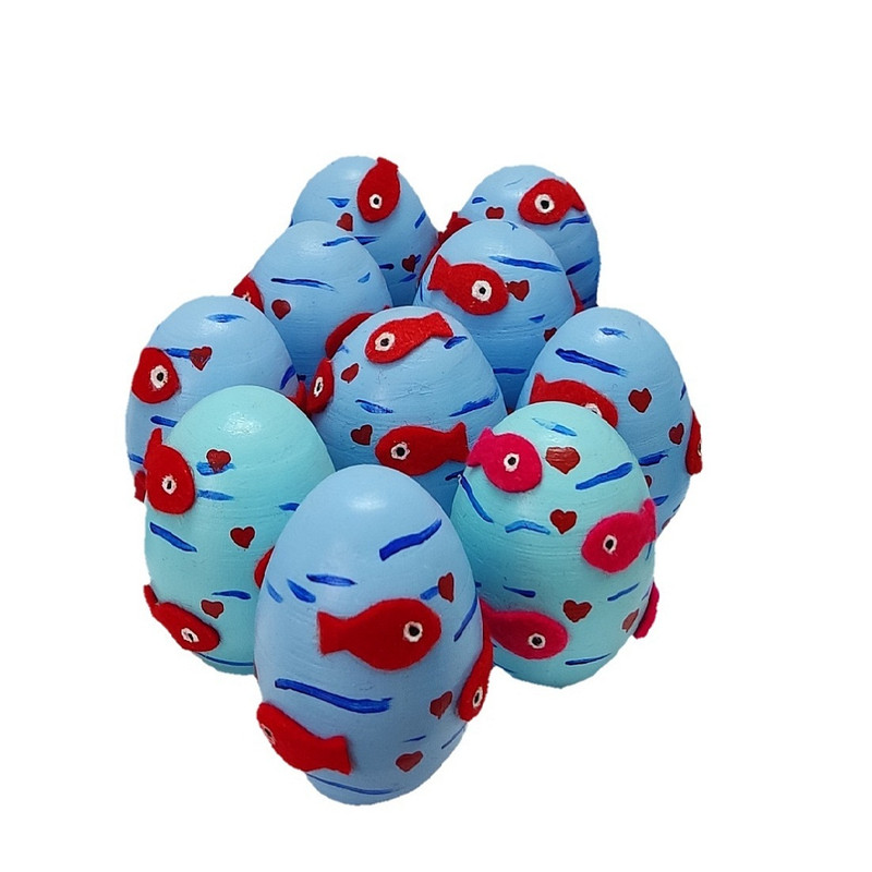 تخم مرغ تزیینی طرح ماهی آکواریومی نمدی مجموعه 10 عددی