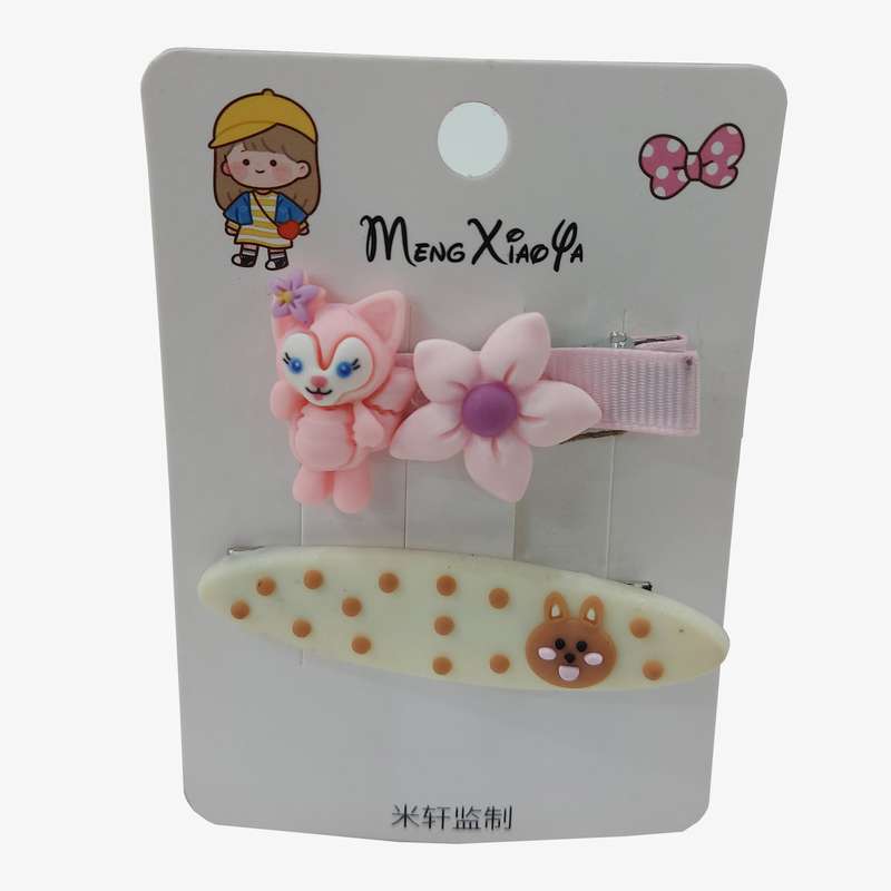 گیره مو دخترانه مدل فانتزی روباه و خرسی بسته 2 عددی