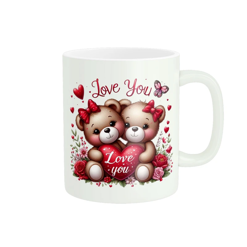 ماگ پادآفرین مدل عشق طرح LOVE خرس تدی کد PM1822