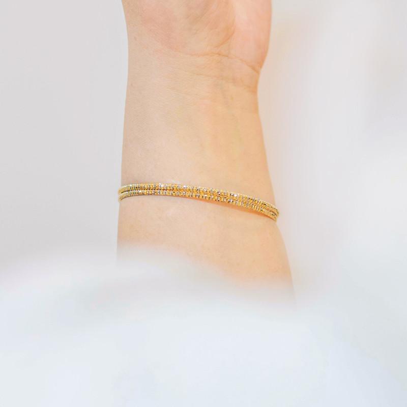 النگو طلا 18 عیار زنانه مدل فانوسی توپر متوسط سایز 2