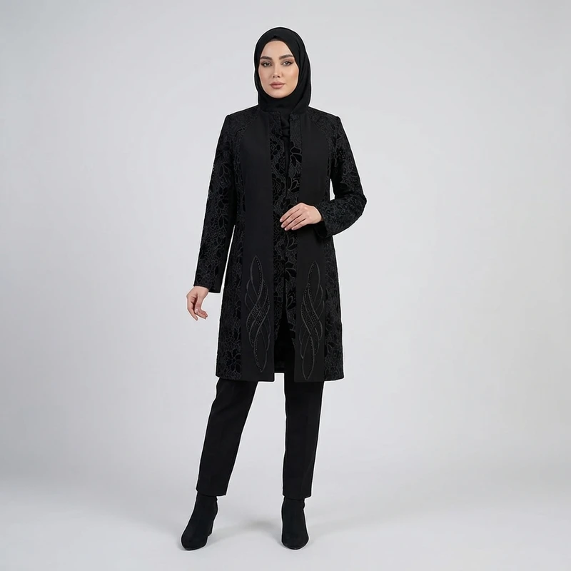 مانتو زنانه مجلسی مدل گلدوزی و نگین کاری کد 361