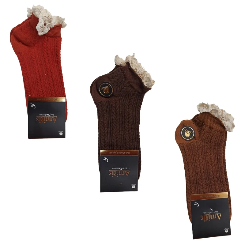 جوراب ساق کوتاه زنانه آمیتس
مدل لب تور گندمی  بسته 3 عددی