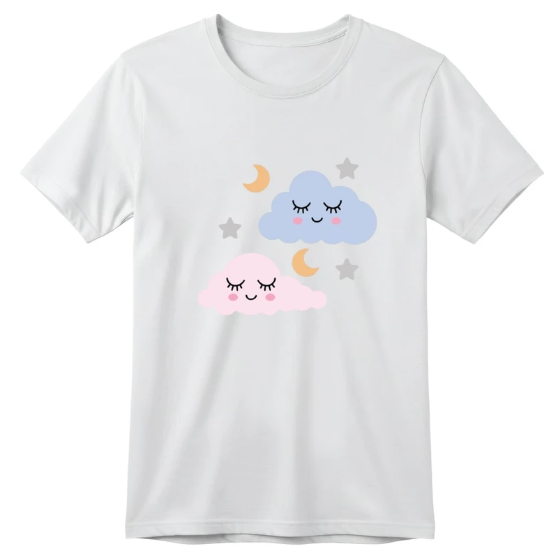 تی‌شرت آستین کوتاه بچگانه مدل ابر و ستاره 