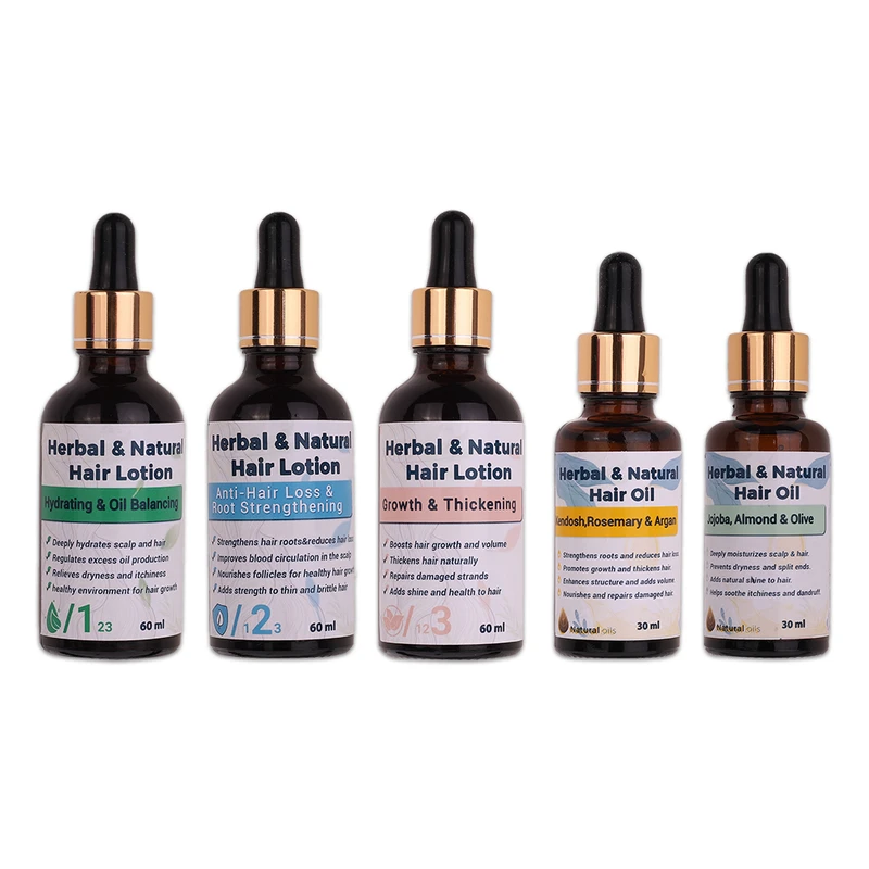 عکس شماره 14 : روغن-ریزش و تقویت کننده مو سر هربال مدل hn حجم 240 میلی لیتر بسته 5 عددی