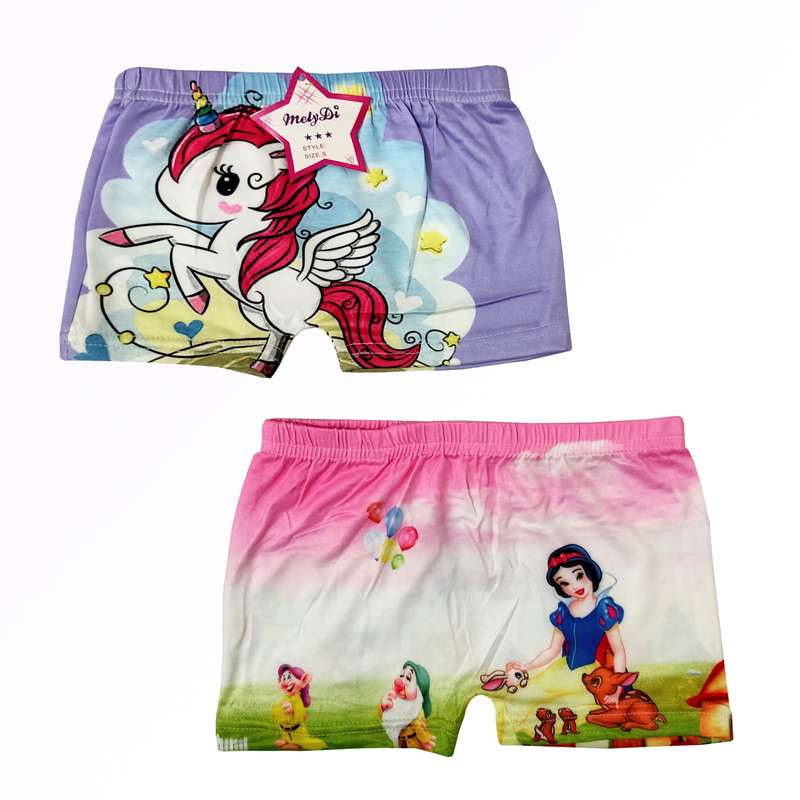 شورت دخترانه مدل یونیکورن و سفید برفی کد 0111 مجموعه 2 عددی