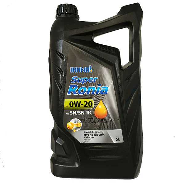 روغن موتور خودرو بنزینی هیبریدی ایرانول مدل سوپر رونیا 0W20 حجم 5 لیتر