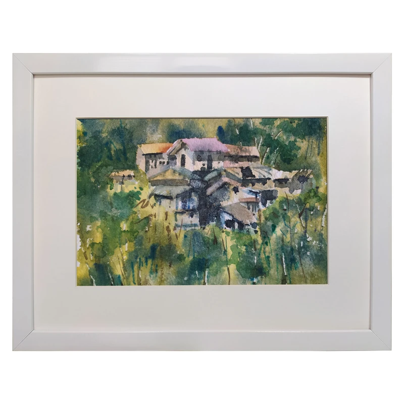 تابلو نقاشی آبرنگ طرح روستای گیلان کد 70