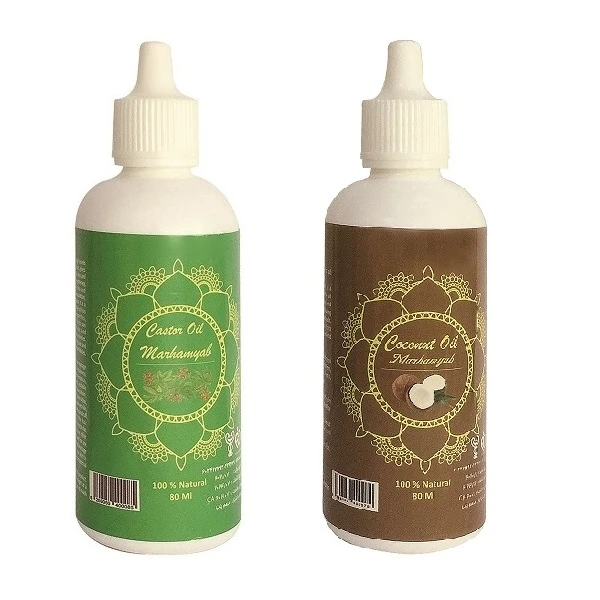 روغن تقویت کننده ناخن مرهم یاب مدل نارگیل و کرچک حجم  80 میلی لیتر مجموعه 2 عددی
