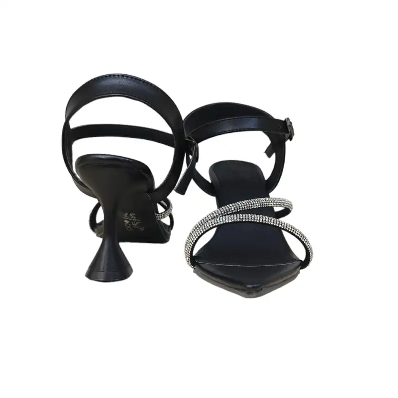 صندل زنانه مدل فرشـــــــــته بیاله نگینی رنگ مشکی