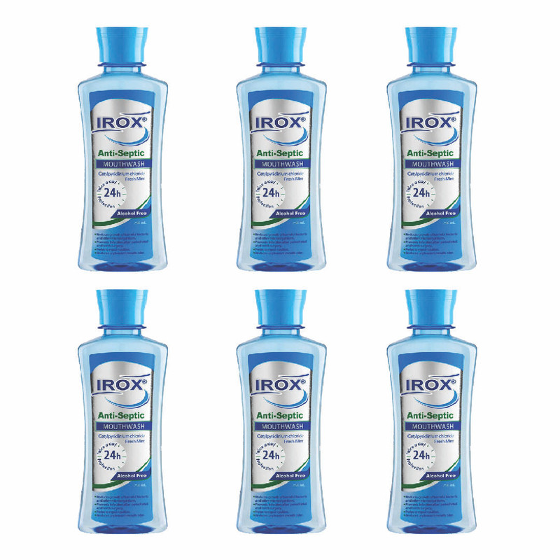 دهان شویه ایروکس مدل Anti Septic حجم 250 میلی لیتر بسته 6 عددی