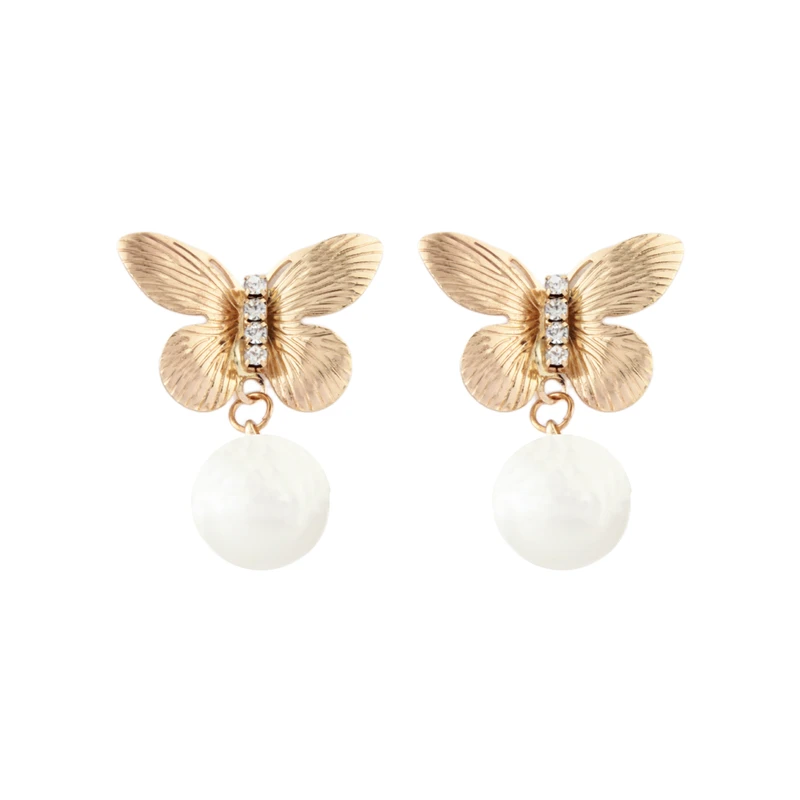 گوشواره دخترانه مدل پروانه مروارید دار