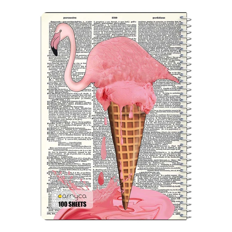 دفتر مشق 100 برگ سیمی کارنیکا طرح روزنامه وینتج حیوانات Vintage Newspaper Animals کد 54381