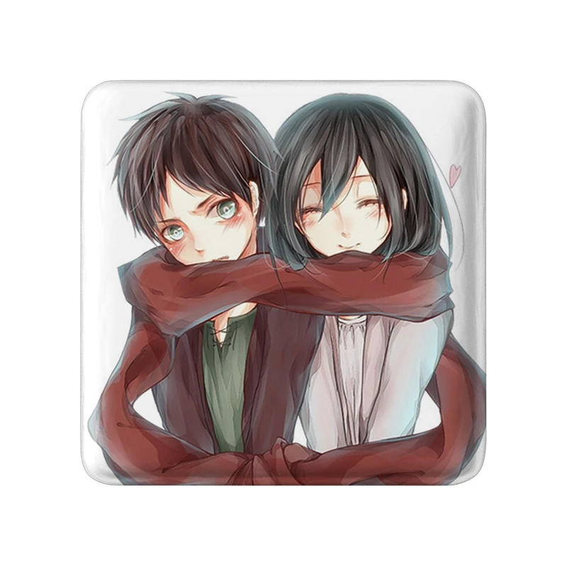 مگنت خندالو طرح میکاسا و ارن انیمه اتک آن تایتان Attack on Titan  مدل مربعی کد 18567