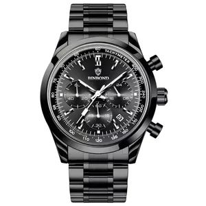 ساعت مچی عقربه‌ای کوارتز مردانه بین باند مدل اسپرت سه موتور فعال کرنوگراف بند استیل کد ۵