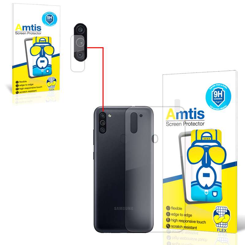 محافظ لنز دوربین امتیس مدل M11 مناسب برای گوشی موبایل سامسونگ GALAXY M11 به همراه محافظ پشت گوشی