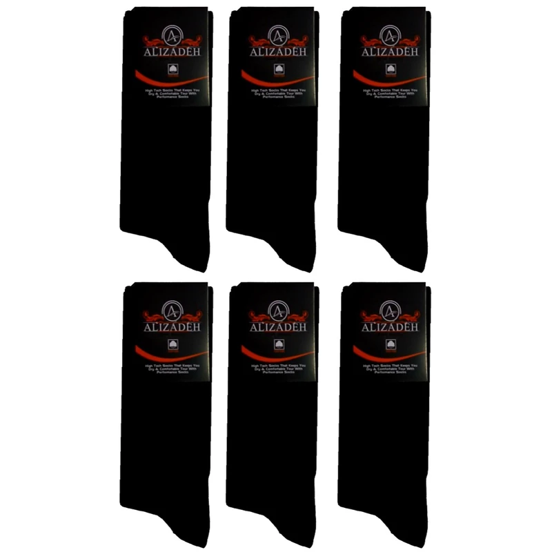 جوراب ساق بلند مردانه علیزاده کد s500 بسته 6 عددی