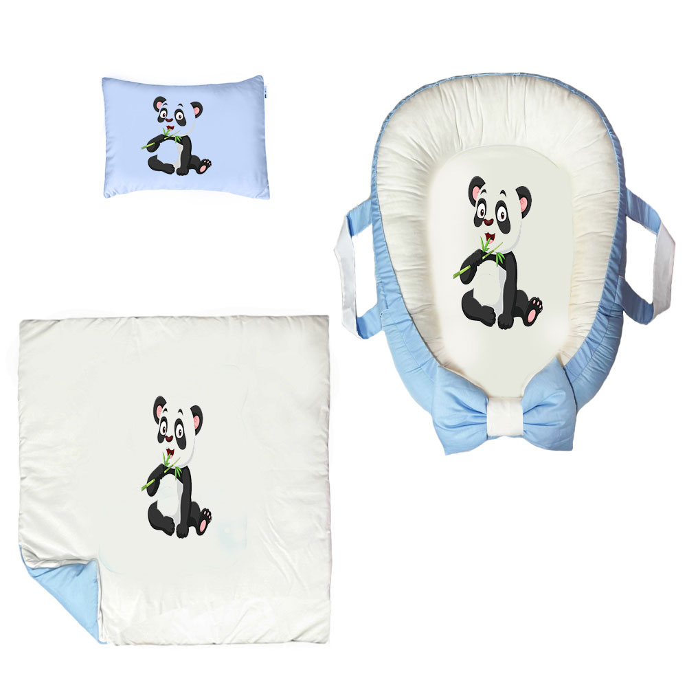 سرویس خواب سه تکه نوزاد ناریکو مدل گارد محافظ دار طرح پاندا کد 017