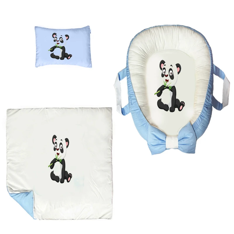 سرویس خواب سه تکه نوزاد ناریکو مدل گارد محافظ دار طرح پاندا کد 017