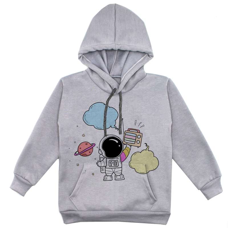 هودی پسرانه مدل فضانورد F56 رنگ طوسی