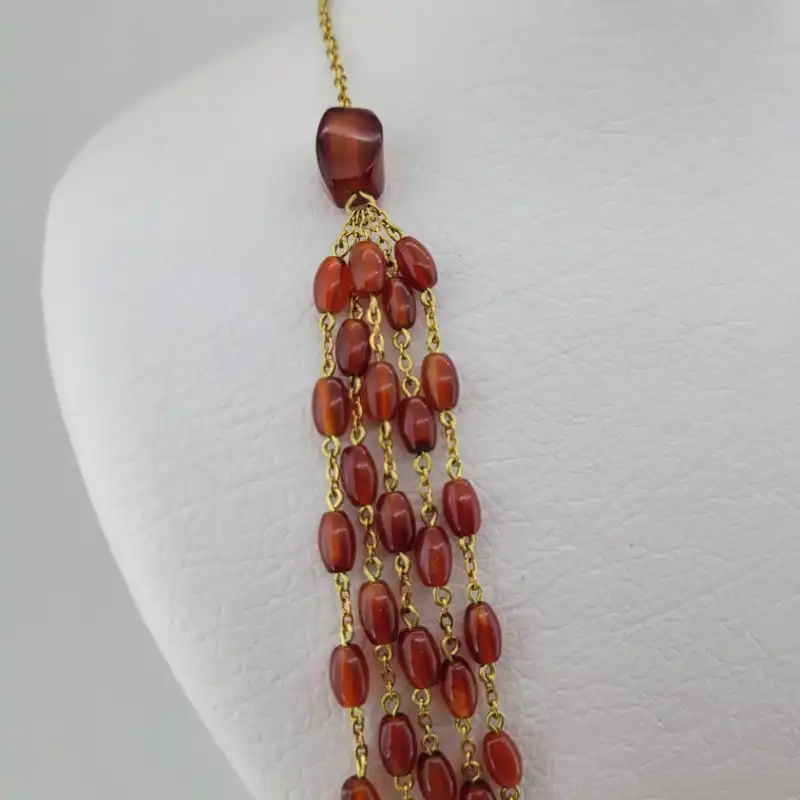 گردنبند زنانه مدل سنگ عقیق هلی کد 0036