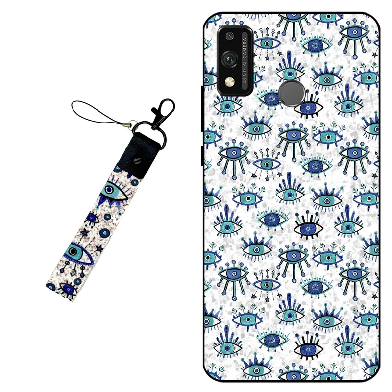 کاور مگافون طرح چشم نظر مدل 6464 مناسب برای گوشی موبایل آنر 9X Lite به همراه بند آویز
