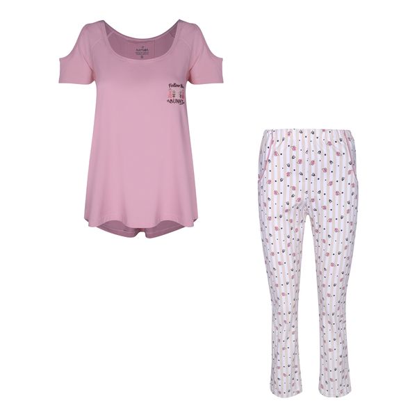 ست تی شرت آستین کوتاه و شلوار راحتی زنانه ناربن مدل 15211137