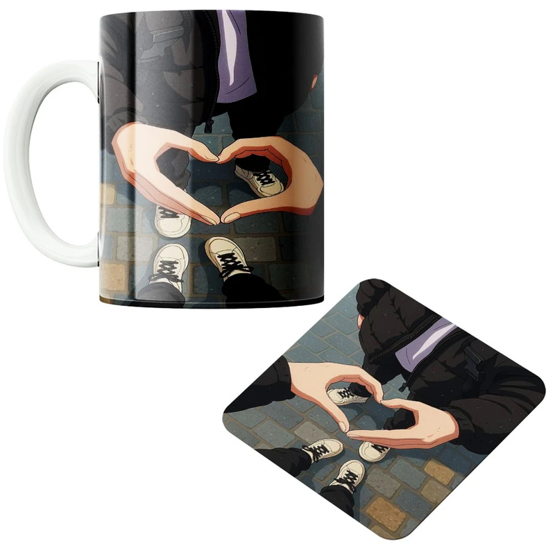 ماگ پادآفرین مدل قلب کد 366 به همراه زیر لیوانی