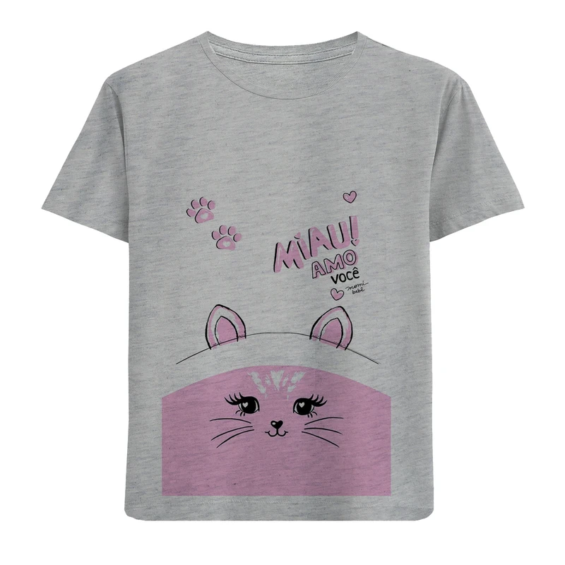 تی شرت آستین کوتاه دخترانه مدل پیشی D244