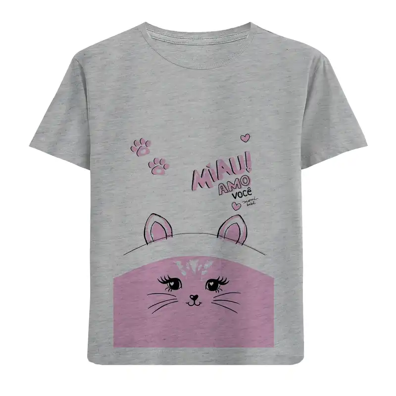 تی شرت آستین کوتاه بچگانه مدل گربه پرس D244