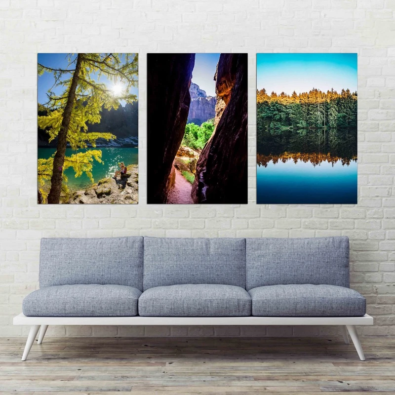 تابلو شاسی بکلیت طرح منظره طبیعت سرسبز مدل SH-440 مجموعه 3 عددی