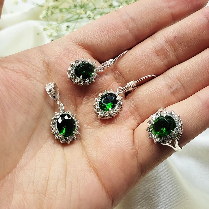 عکس شماره 3 : سرویس نقره زنانه سلین کالا مدل زمرد کد 90