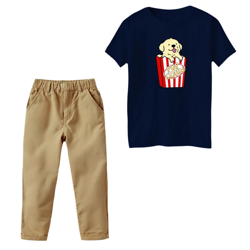 ست تی‌شرت و شلوار پسرانه مدل پاپ کورن