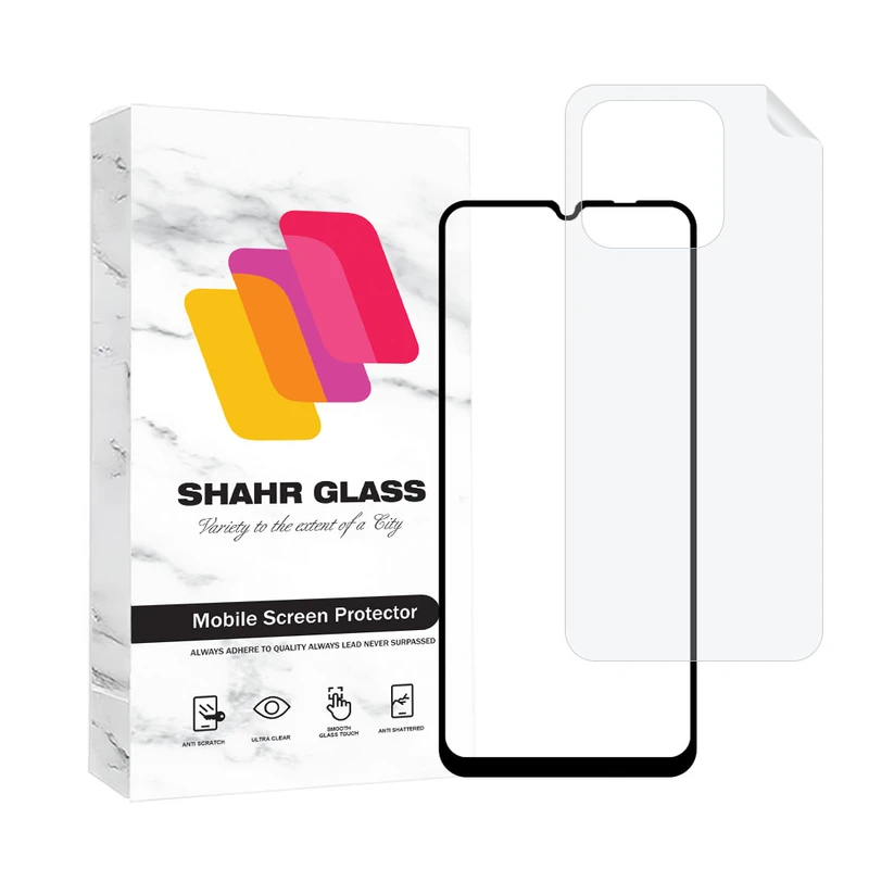 محافظ صفحه نمایش سرامیکی مات شهر گلس مدل MCERAMNANOSH مناسب برای گوشی موبایل شیائومی Redmi 12C / Poco C55 به همراه محافظ پشت گوشی