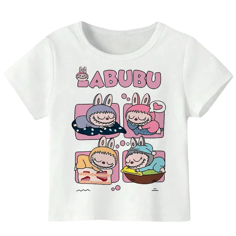 تیشرت آستین کوتاه دخترانه طرح LABUBU مدل W177