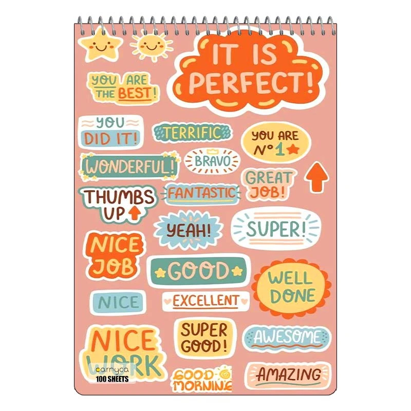 دفتر شطرنجی 100 برگ کارنیکا طرح متون انگلیسی English word کد 32442