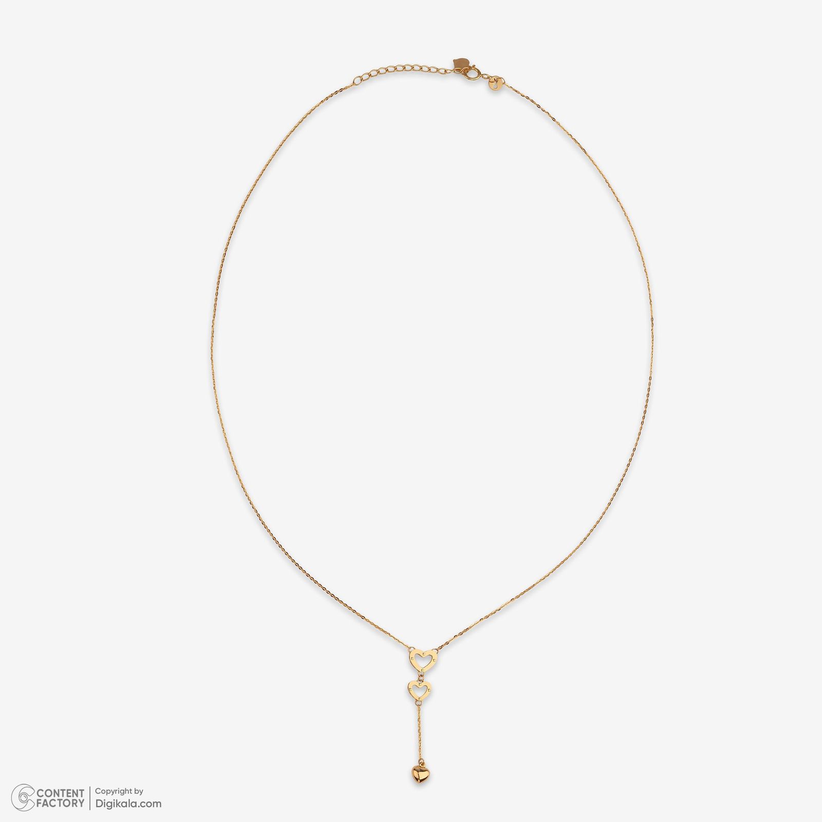 گردنبند طلا 18 عیار زنانه با زنجیر حلقه‌ای (فلامینگو) وی گالری مدل قلب کد NC2188 -  - 2