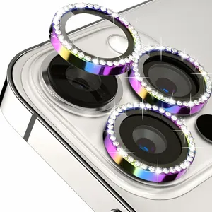 محافظ لنز دوربین گوف مدل رینگی نگین دار مناسب برای گوشی موبایل اپل iPhone 15 Pro /15 Pro Max
